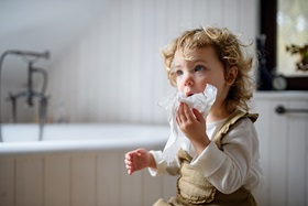 Child with seasonal allergies.